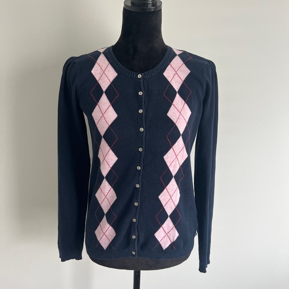 Vintage Ralph Lauren Polo Jeans Co. Argyle Cardigan 100% Cotton Size Small